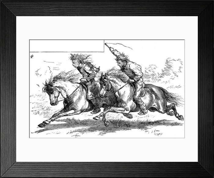 Framed Print : Racing Indian Ponies; North American Frontier town, c. 1880 Framed Print : Racing Indian Ponies; North American Frontier town, c. 1880