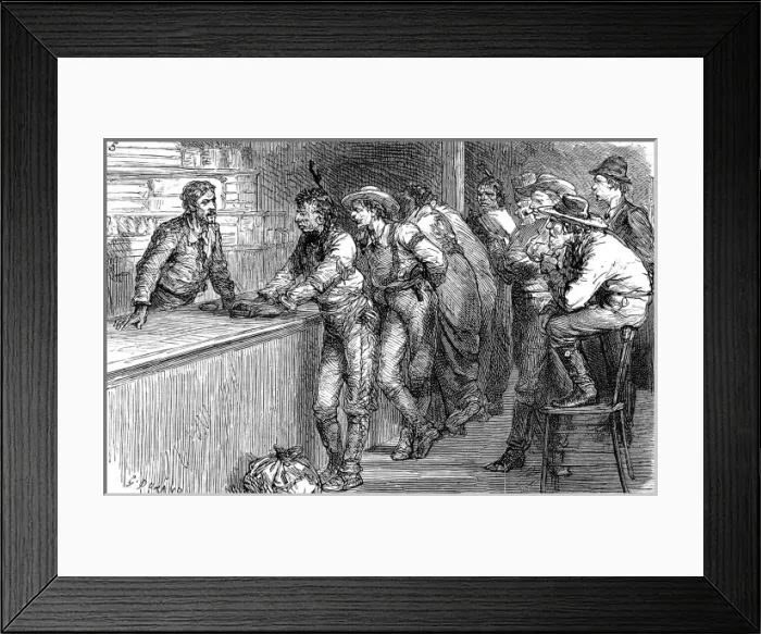 Framed Print : Sketches in the United States. Sunday in a frontier town