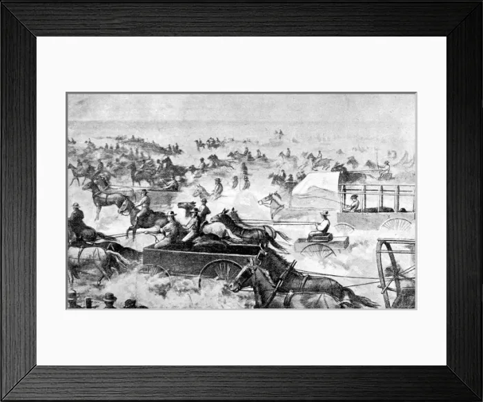 Framed Print : A Land-rush in the United States. A Minute after the signal Framed Print : A Land-rush in the United States. A Minute after the signal