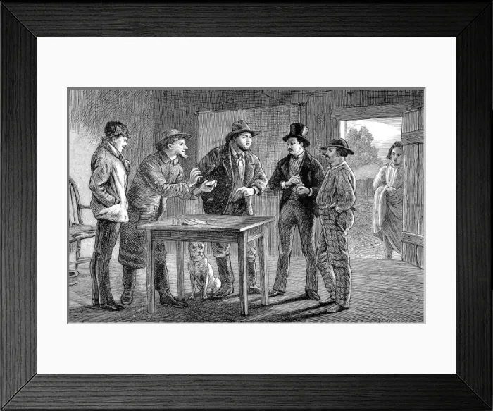 Framed Print : An Artists Notes in California. Three Card Monte Sharps