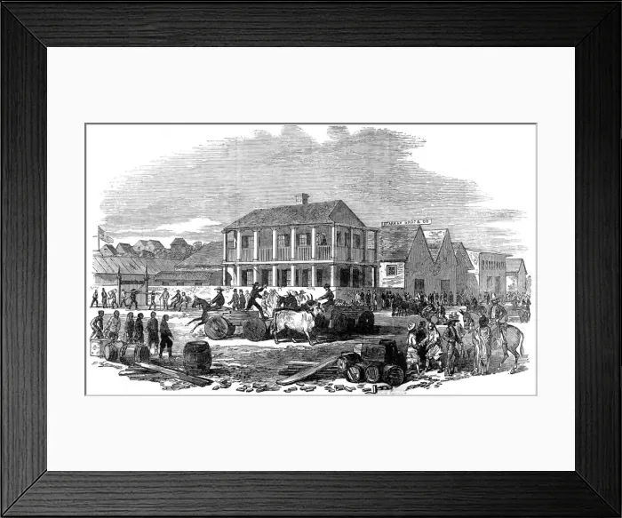 Framed Print : America, Street View in San Francisco, from a sketch by a co Framed Print : America, Street View in San Francisco, from a sketch by a co