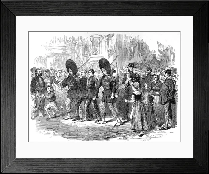 Framed Print : Franco-Prussian War. First German Prisoners brought into Met Framed Print : Franco-Prussian War. First German Prisoners brought into Met