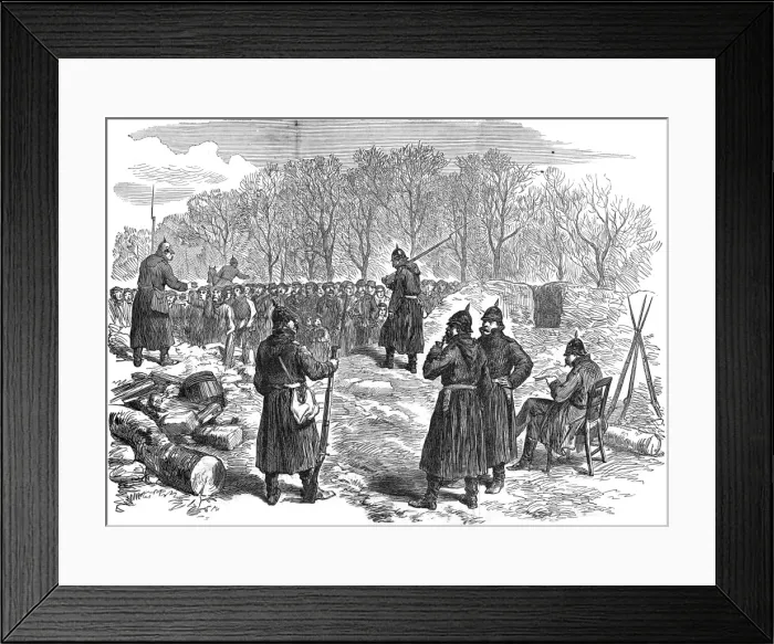 Framed Print : Franco Prussian War. Prussian barricade on the reuil Road: F Framed Print : Franco Prussian War. Prussian barricade on the reuil Road: F