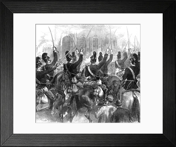 Framed Print : Franco-Prussian War. Bavarian Light dragoons Passing the Hea Framed Print : Franco-Prussian War. Bavarian Light dragoons Passing the Hea