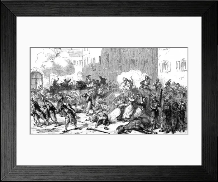 Framed Print : Street Scene during the Bombardment of Sedan; Franco-Prussia Framed Print : Street Scene during the Bombardment of Sedan; Franco-Prussia