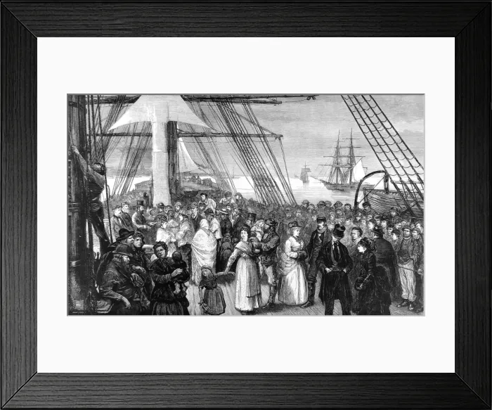 Framed Print : Emigrant Ship off Gravesend; English Channel, 1875