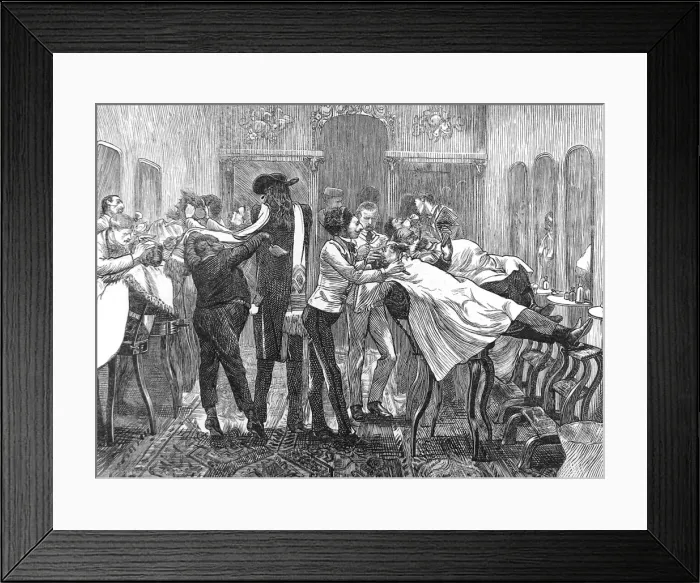 Framed Print : Barbers Saloon, New York, 1870