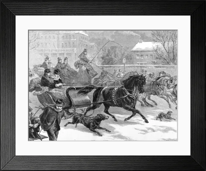 Framed Print : Sleighing at Harlem, New York, 1873 Framed Print : Sleighing at Harlem, New York, 1873