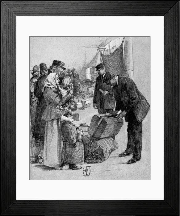 Framed Print : Immigrants arriving at St. Katherines Dock, London, 1904 Framed Print : Immigrants arriving at St. Katherines Dock, London, 1904