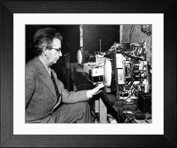 Framed Print : John Logie Baird experimenting at home, 1942 Framed Print : John Logie Baird experimenting at home, 1942