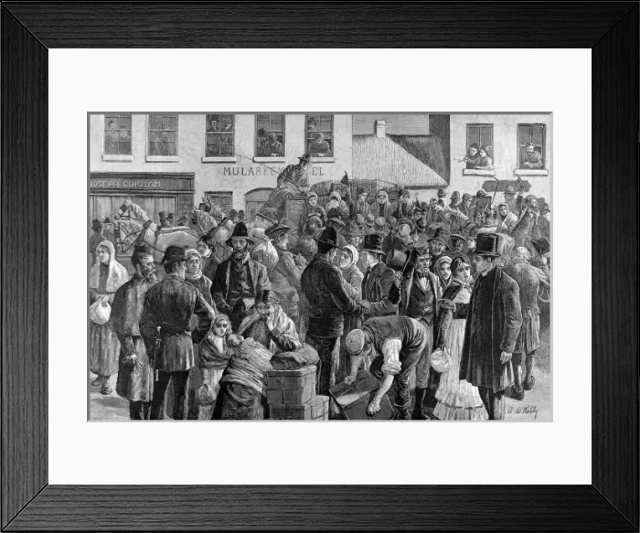Framed Print : Departure of Irish Emigrants at Clifden, County Galway, 1883 Framed Print : Departure of Irish Emigrants at Clifden, County Galway, 1883
