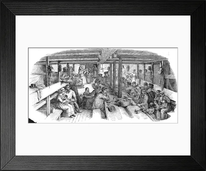 Framed Print : Dinner on board an Emigrant Ship, 1844 Framed Print : Dinner on board an Emigrant Ship, 1844