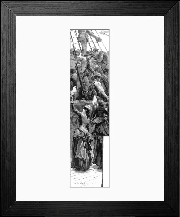 Framed Print : Emigrant Ship leaving a British Quayside, 1887