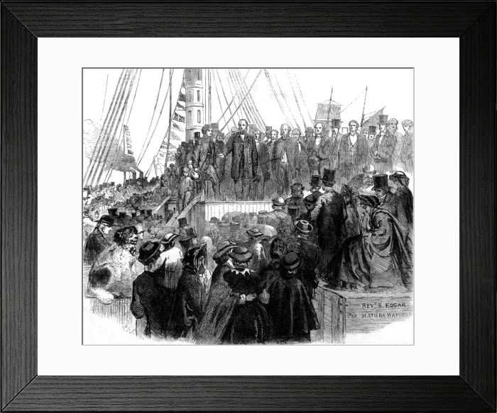 Framed Print : Departure of British Emigrants for New Zealand, 1862 Framed Print : Departure of British Emigrants for New Zealand, 1862