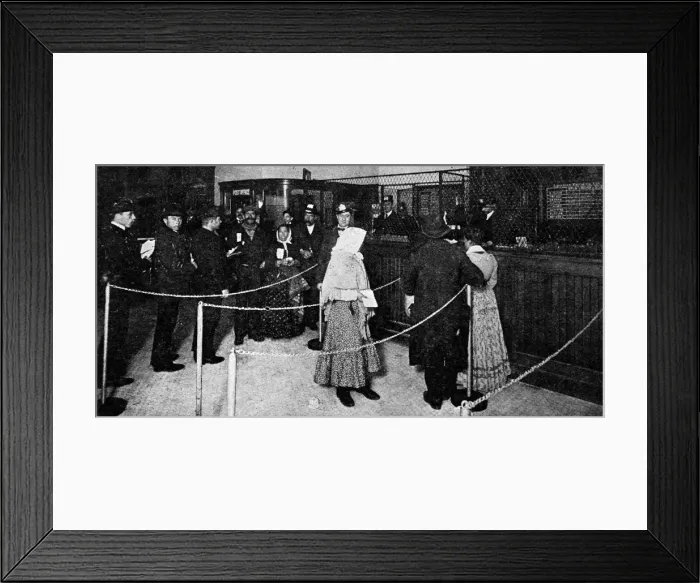 Framed Print : The Currency Exchange on Ellis Island, New York, 1911 Framed Print : The Currency Exchange on Ellis Island, New York, 1911