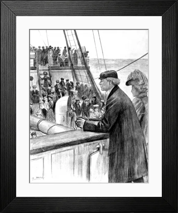 Framed Print : Sir Wilfred Laurier looking at emigrants on the Empress of