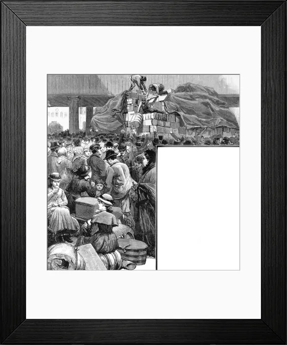 Framed Print : Passengers claiming luggage at Liverpool Railway Station, 18 Framed Print : Passengers claiming luggage at Liverpool Railway Station, 18