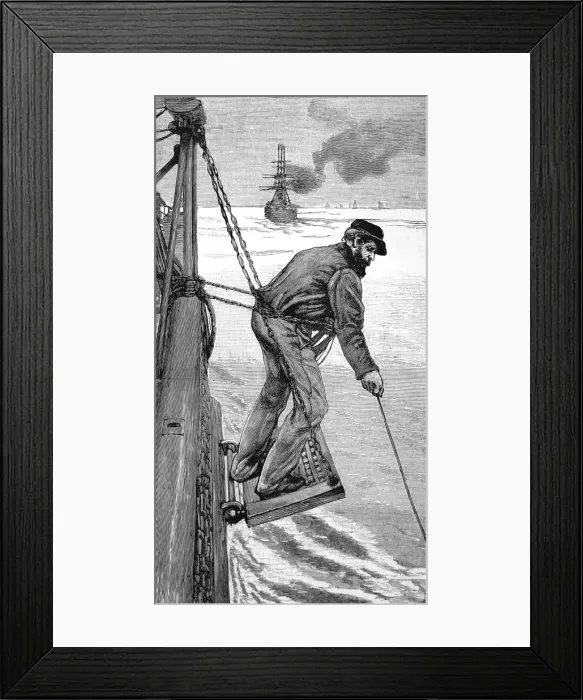 Framed Print : A Sailor Heaving the Lead, at sea, 1884 Framed Print : A Sailor Heaving the Lead, at sea, 1884