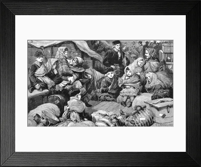Framed Print : German Emigrants at Liverpool Railway Station, 1884 Framed Print : German Emigrants at Liverpool Railway Station, 1884