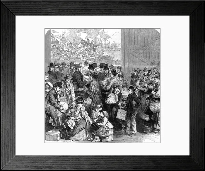 Framed Print : Emigrants about to board the Ganges, London, 1870