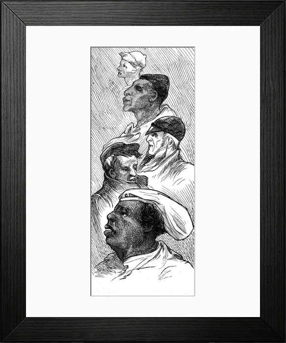 Framed Print : Crew members of the emigrant ship, Indus, 1872