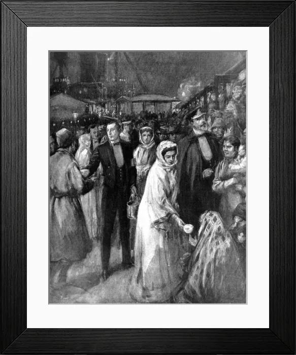 Framed Print : Prince and Princess Louis of Battenburg feeding rescued emig Framed Print : Prince and Princess Louis of Battenburg feeding rescued emig