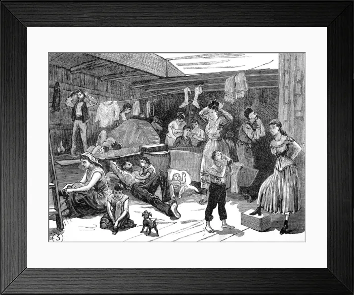 Framed Print : Scene on board the Refugee Ship North Britain, 1882