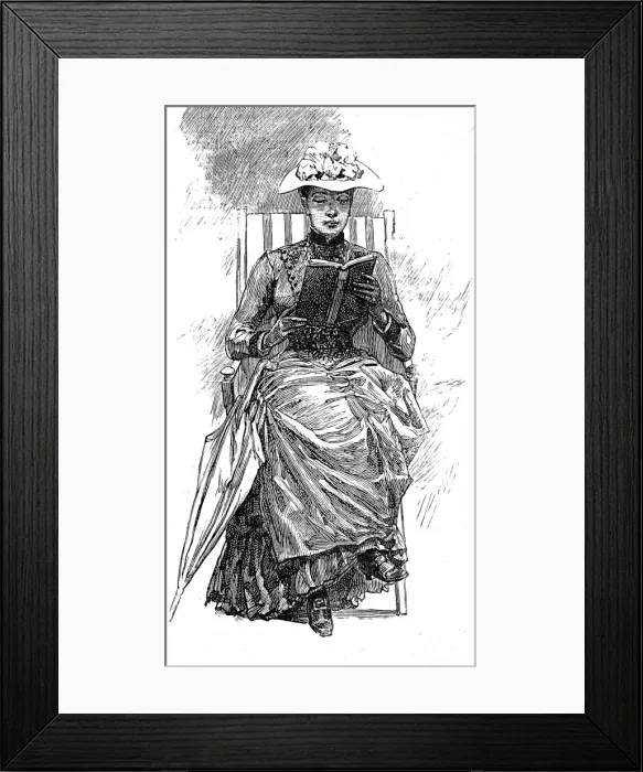 Framed Print : Woman reading on the deck of an Atlantic Steamship, 1888 Framed Print : Woman reading on the deck of an Atlantic Steamship, 1888