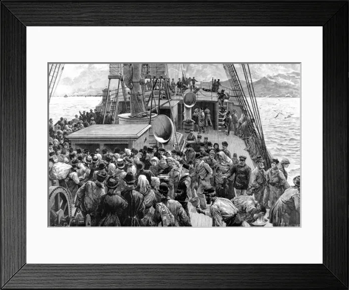 Framed Print : Emigration. On Board an Emigrant Ship. The Breakfast Bell Framed Print : Emigration. On Board an Emigrant Ship. The Breakfast Bell