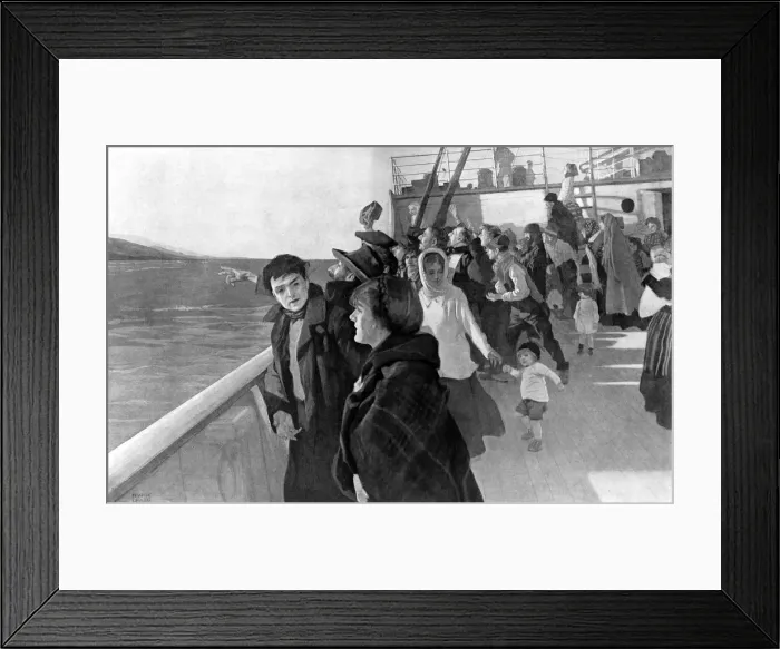 Framed Print : Emigration. The land of Promise. Emigrants Catching their Fi Framed Print : Emigration. The land of Promise. Emigrants Catching their Fi