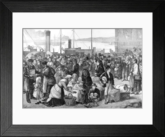 Framed Print : Emigration. Irish Emigrants Leaving Queenstown Harbour Framed Print : Emigration. Irish Emigrants Leaving Queenstown Harbour