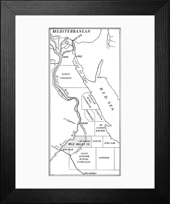 Framed Print : Gold in the Land of the Nile. Map of Egypt showing the Areas Framed Print : Gold in the Land of the Nile. Map of Egypt showing the Areas
