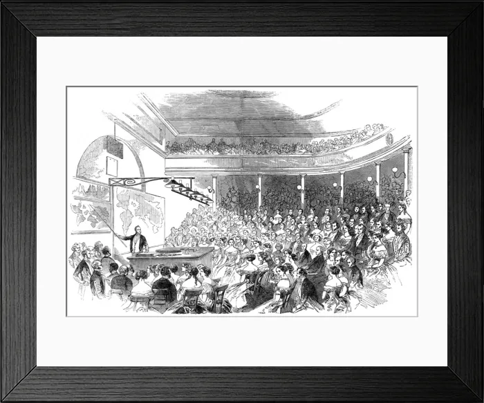 Framed Print : Royal Institution Lecture on Gold, London, 1850 Framed Print : Royal Institution Lecture on Gold, London, 1850