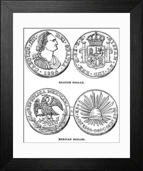 Framed Print : Bullion Office. Bank of England. Spanish dollars and Mexican Framed Print : Bullion Office. Bank of England. Spanish dollars and Mexican