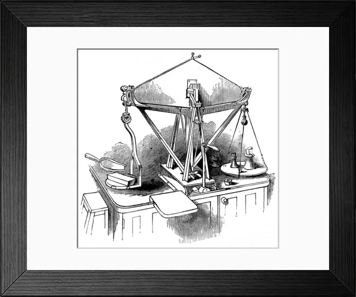 Framed Print : Bullion Office. Bank of England. Balance for Bar Silver Framed Print : Bullion Office. Bank of England. Balance for Bar Silver