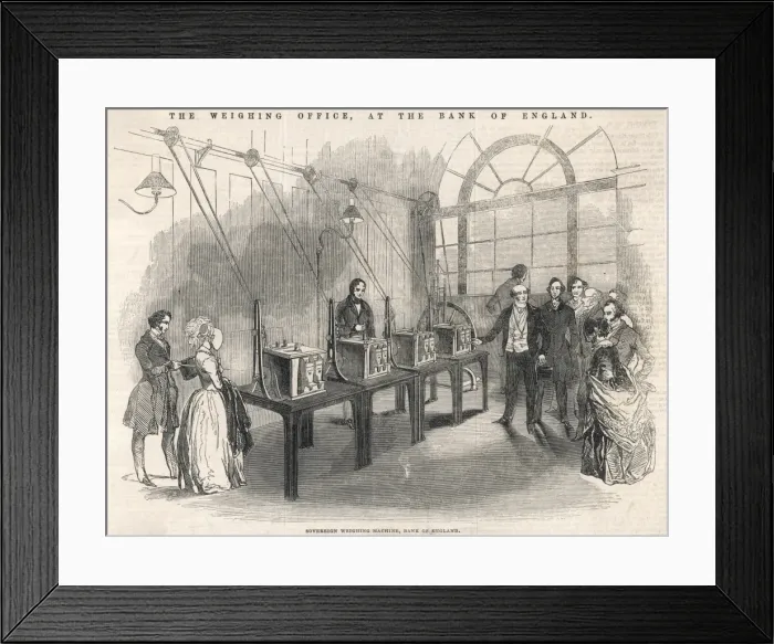 Framed Print : The Weighing Office at the Bank of England. Sovereign Weighi Framed Print : The Weighing Office at the Bank of England. Sovereign Weighi