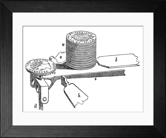 Framed Print : The Weighing Office at the Bank of England. Enlarged View of Framed Print : The Weighing Office at the Bank of England. Enlarged View of