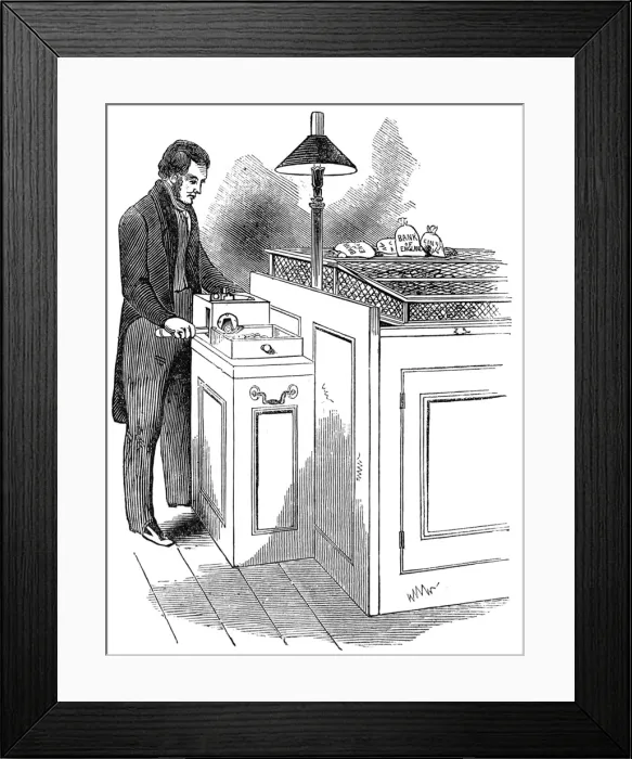 Framed Print : The Weighing Office at the Bank of England. Machine for Cutt Framed Print : The Weighing Office at the Bank of England. Machine for Cutt