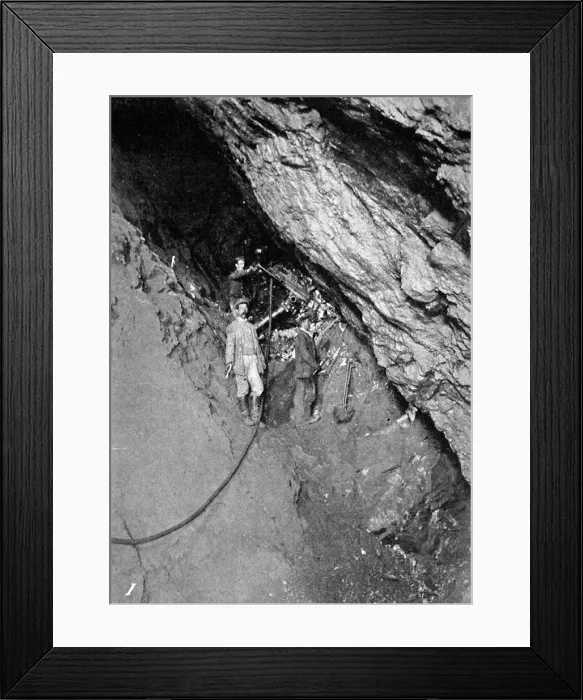 Framed Print : Drilling at Gwynfynydd Gold Mine, Wales, 1911 Framed Print : Drilling at Gwynfynydd Gold Mine, Wales, 1911