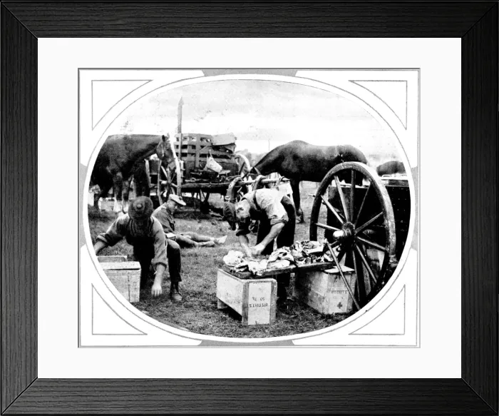 Framed Print : An army cook and field-kitchen Framed Print : An army cook and field-kitchen