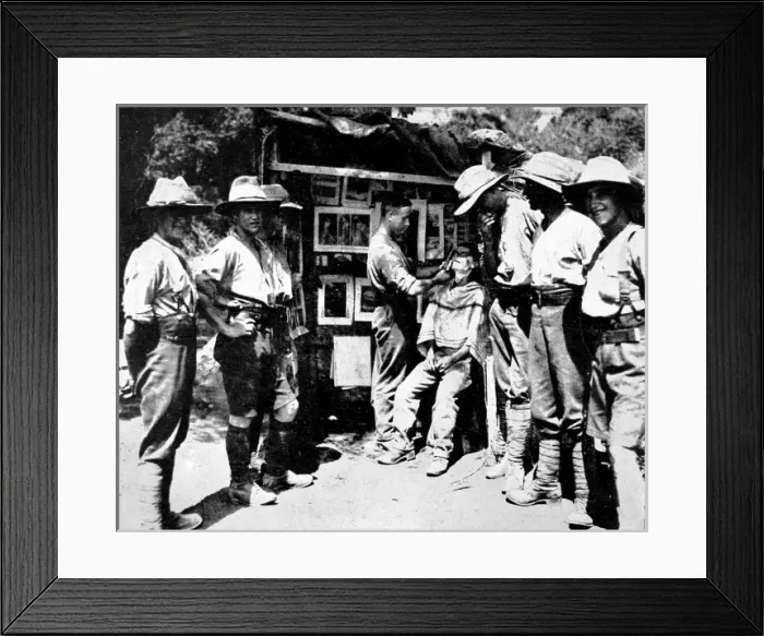 Framed Print : A British shaving saloon, at Salonika