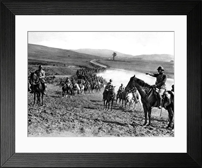 Framed Print : A Serbian Dragoon regiment in the Battle of Borenitza