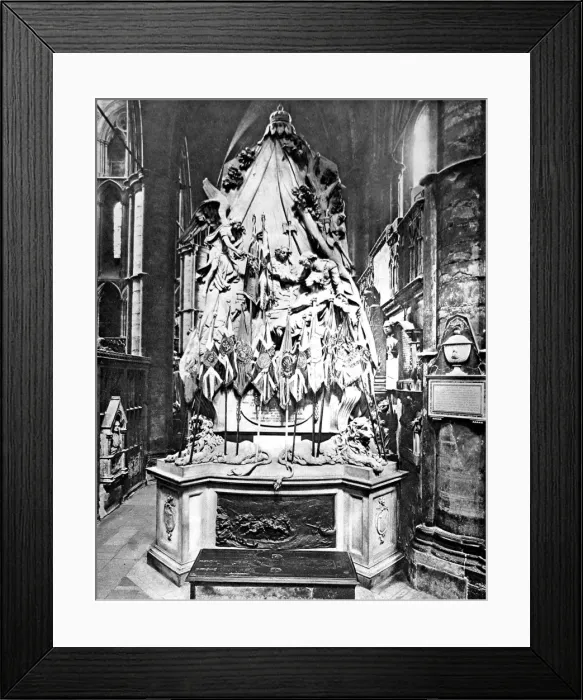 Framed Print : Candadian regimental Colours placed on the Wolfe Monument in Framed Print : Candadian regimental Colours placed on the Wolfe Monument in