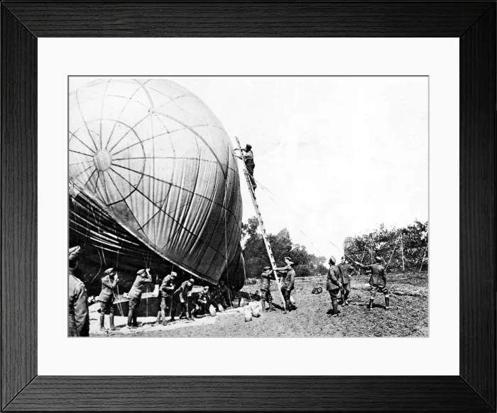 Framed Print : The preparation of a kite-balloon before take-off Framed Print : The preparation of a kite-balloon before take-off