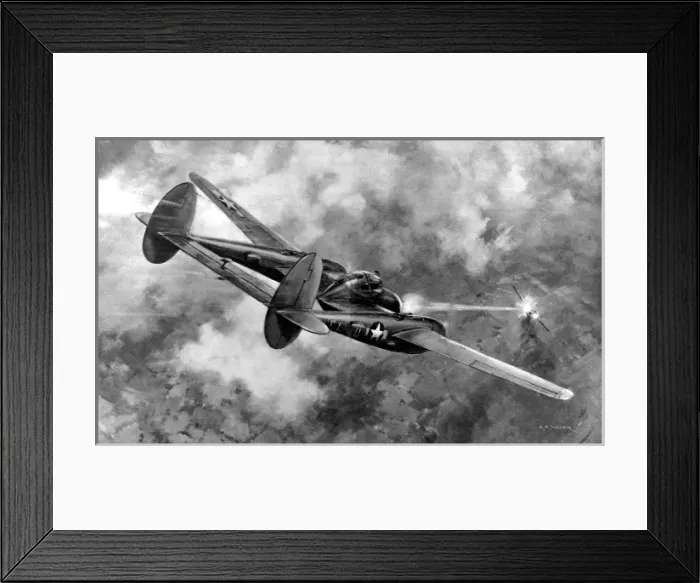 Framed Print : Lockheed P-38 Lightning in action; Second World War, 1944