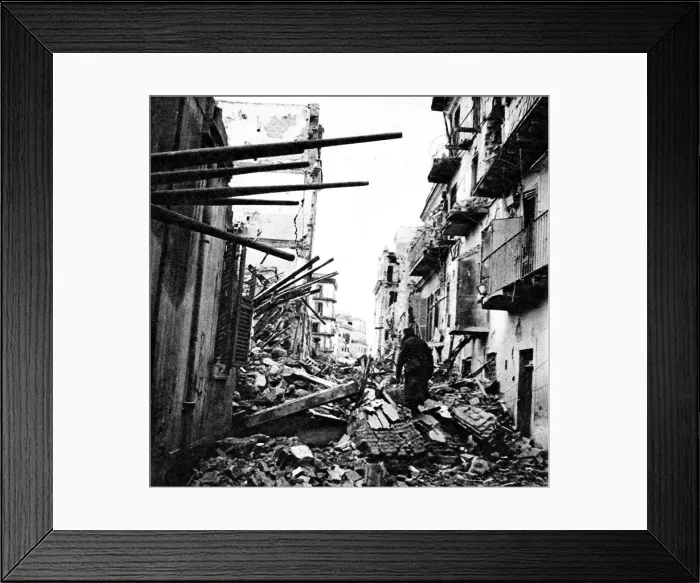 Framed Print : Wrecked Street in Anzio, Italy; Second World War, 1944 Framed Print : Wrecked Street in Anzio, Italy; Second World War, 1944
