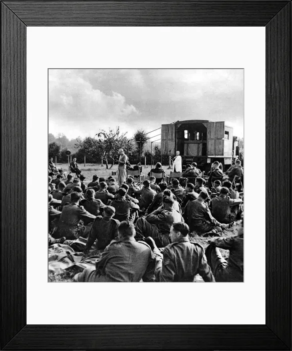 Framed Print : General Montgomery reading the lesson, France; Second World