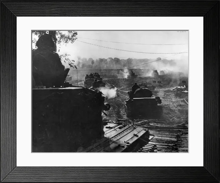 Framed Print : British Armoured Vehicles advancing in Normandy; Second Worl Framed Print : British Armoured Vehicles advancing in Normandy; Second Worl
