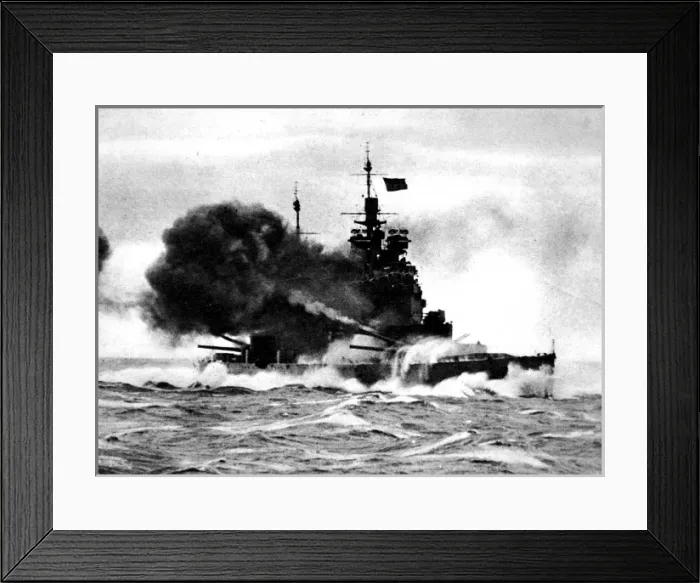 Framed Print : HMS Duke of York firing a broadside; Second World War Framed Print : HMS Duke of York firing a broadside; Second World War