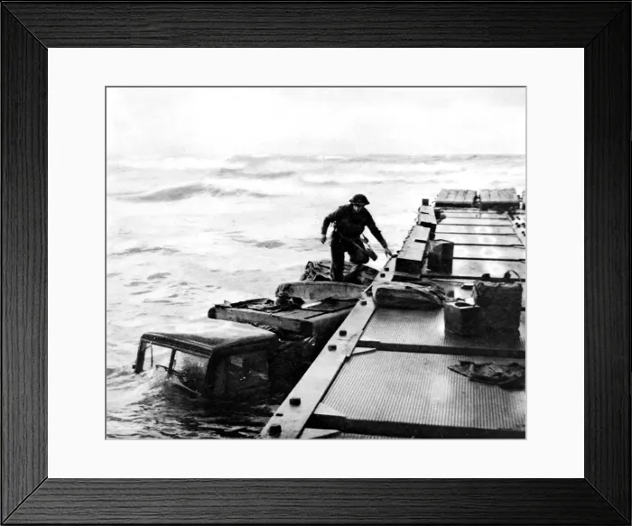Framed Print : Truck sunk during the Anzio landings; Second World War, 1944